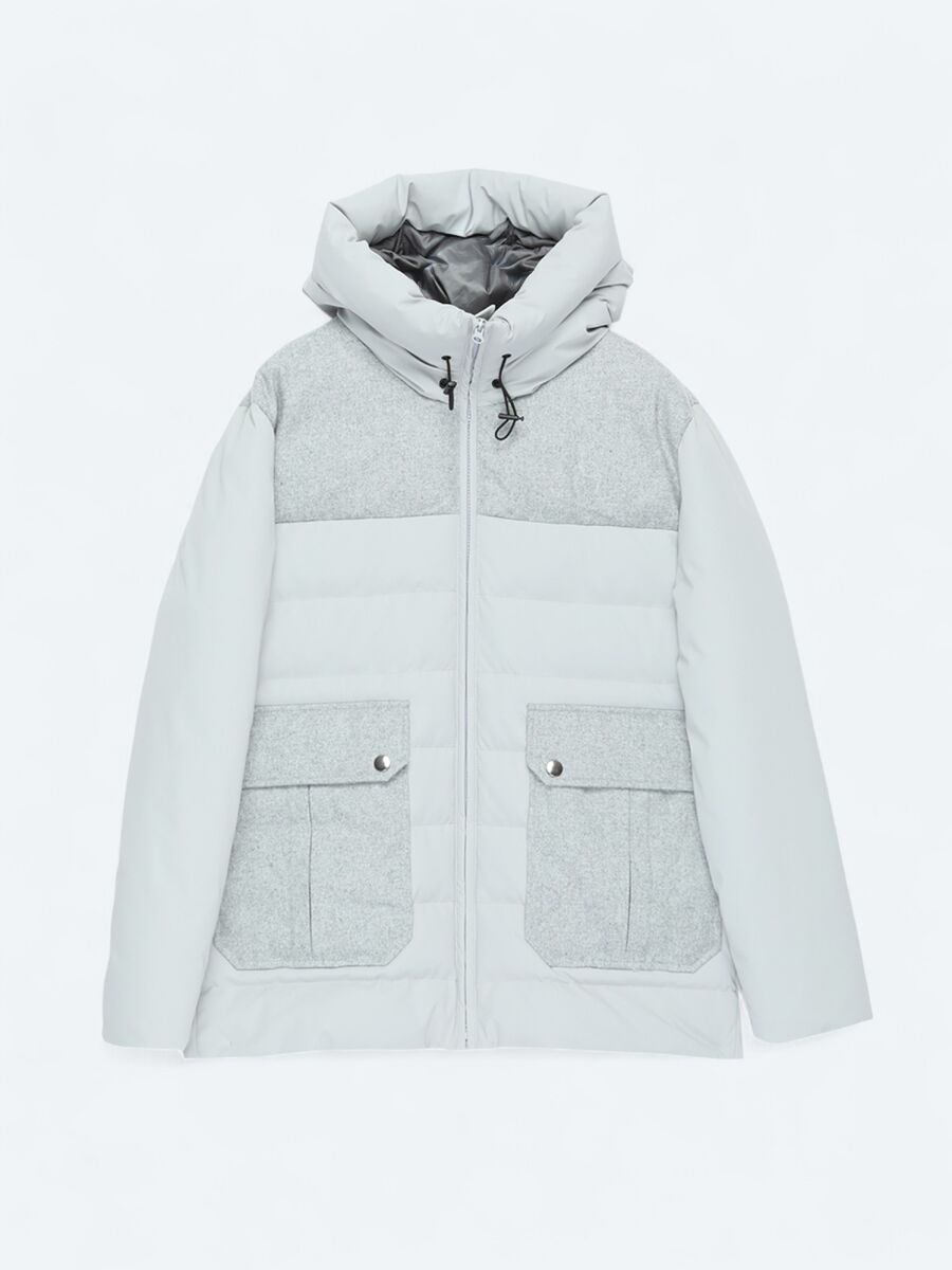 Light Grey Regular Fit Turtleneck Casual Weaving Coat - 7