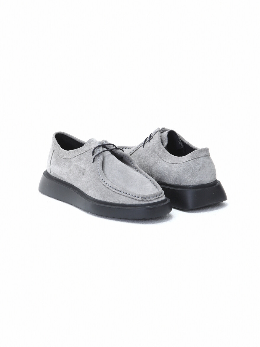 Light Grey Suede Smart Casual Shoes - 3