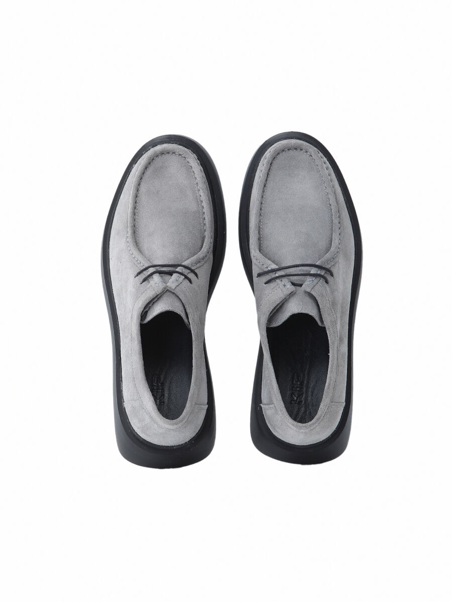 Light Grey Suede Smart Casual Shoes - 5