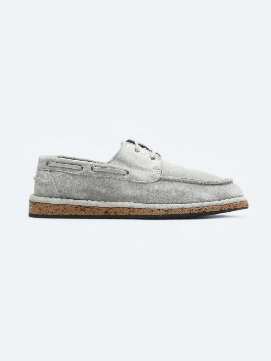 Light Grey Suede Smart Casual Shoes - KİP