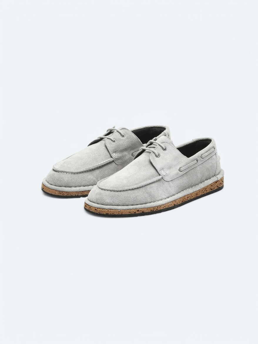 Light Grey Suede Smart Casual Shoes - KİP