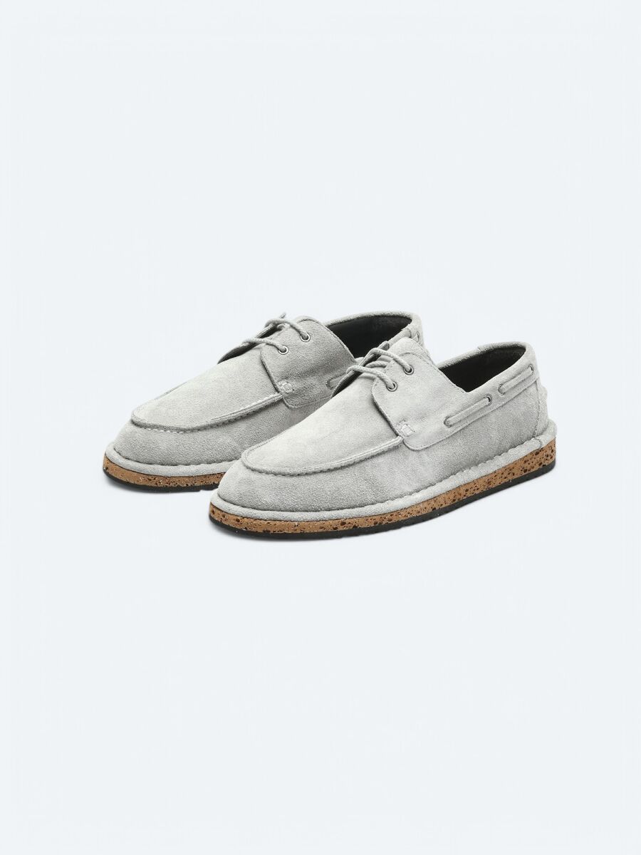 Light Grey Suede Smart Casual Shoes - 2