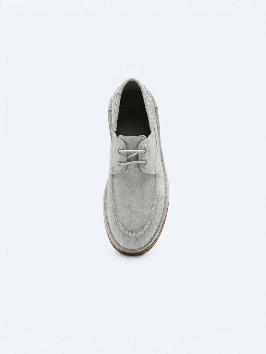 Light Grey Suede Smart Casual Shoes - 3