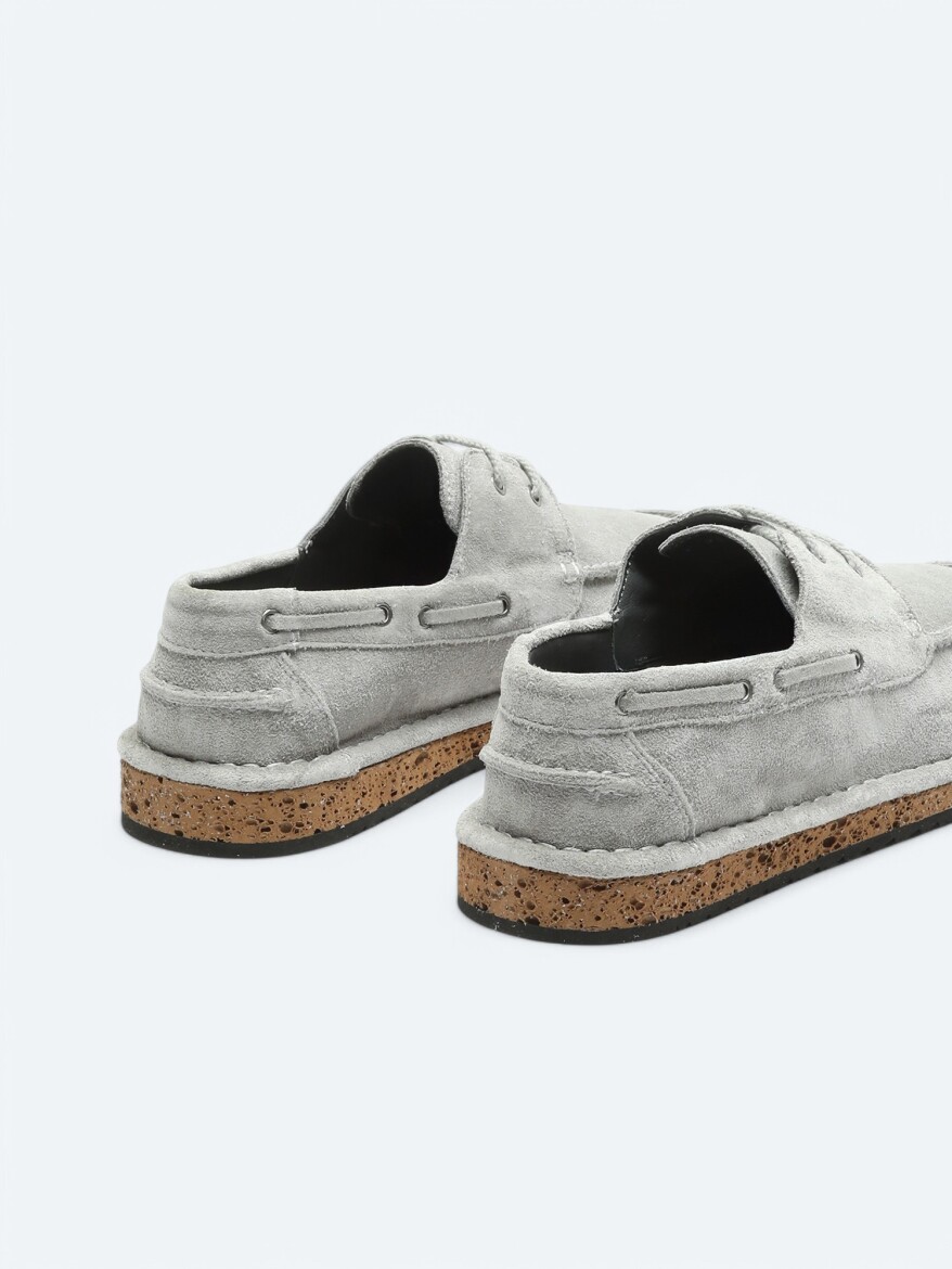 Light Grey Suede Smart Casual Shoes - 5