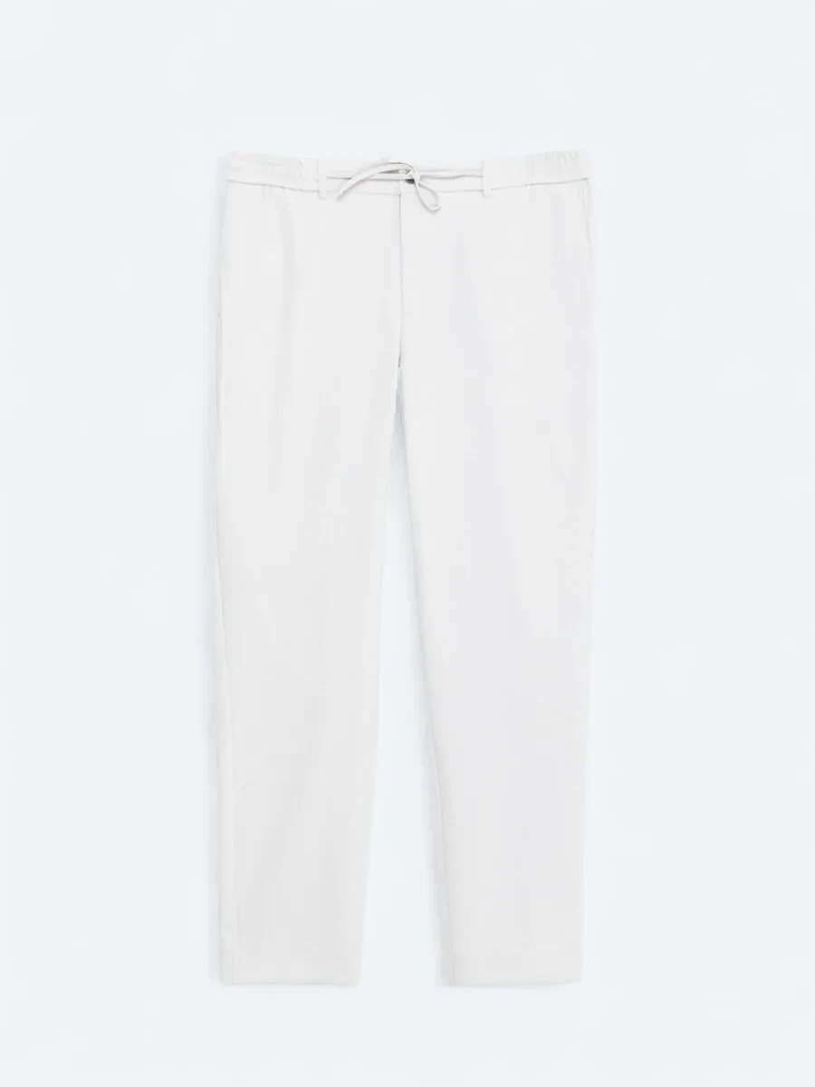 Light Grey Weaving Jogging Fit Casual Trousers - 1
