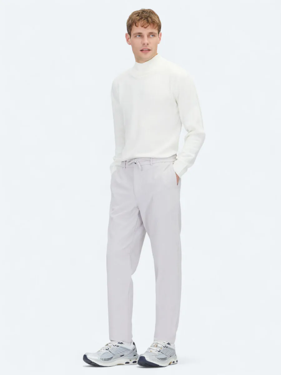 Light Grey Weaving Jogging Fit Casual Trousers - 1