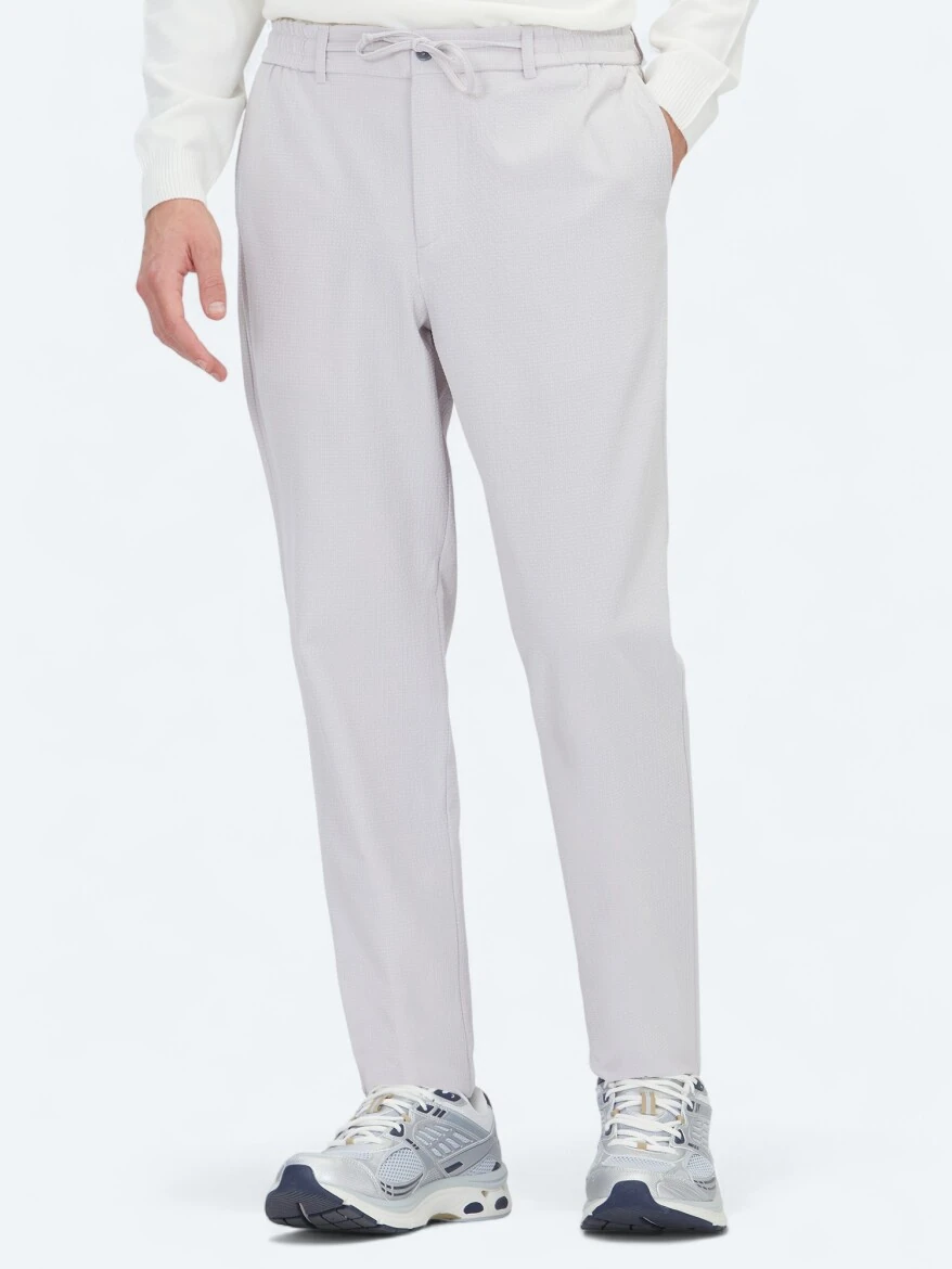 Light Grey Weaving Jogging Fit Casual Trousers 