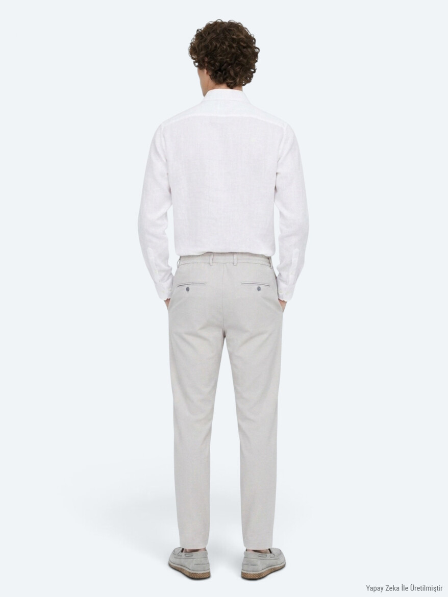 Light Grey Weaving Jogging Fit Casual Trousers - 5