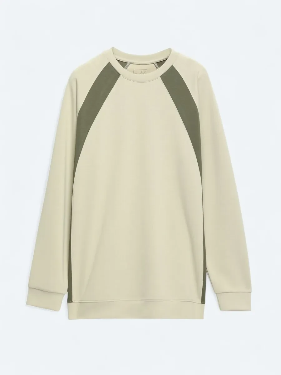 Light Khaki Crew Neck Sweatshirt - 6