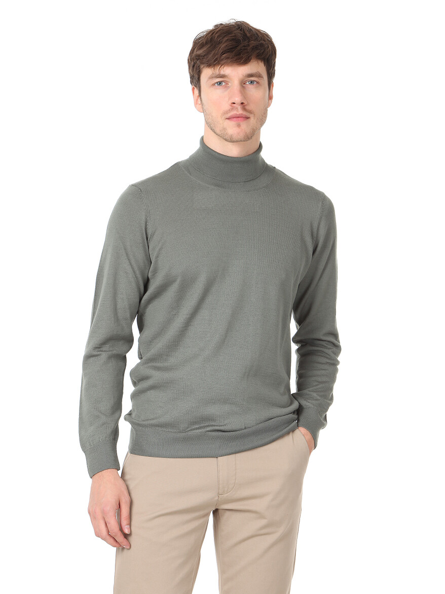 Light Khaki Knitwear Sweatshirt - 1