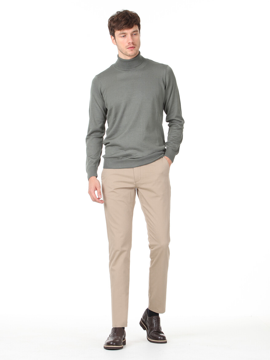 Light Khaki Knitwear Sweatshirt - 3