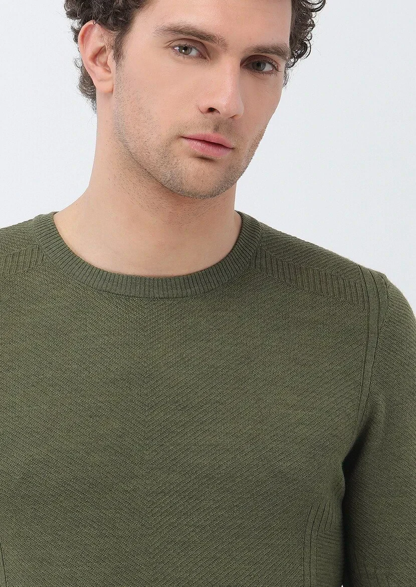 Light Khaki Knitwear Sweatshirt - 4