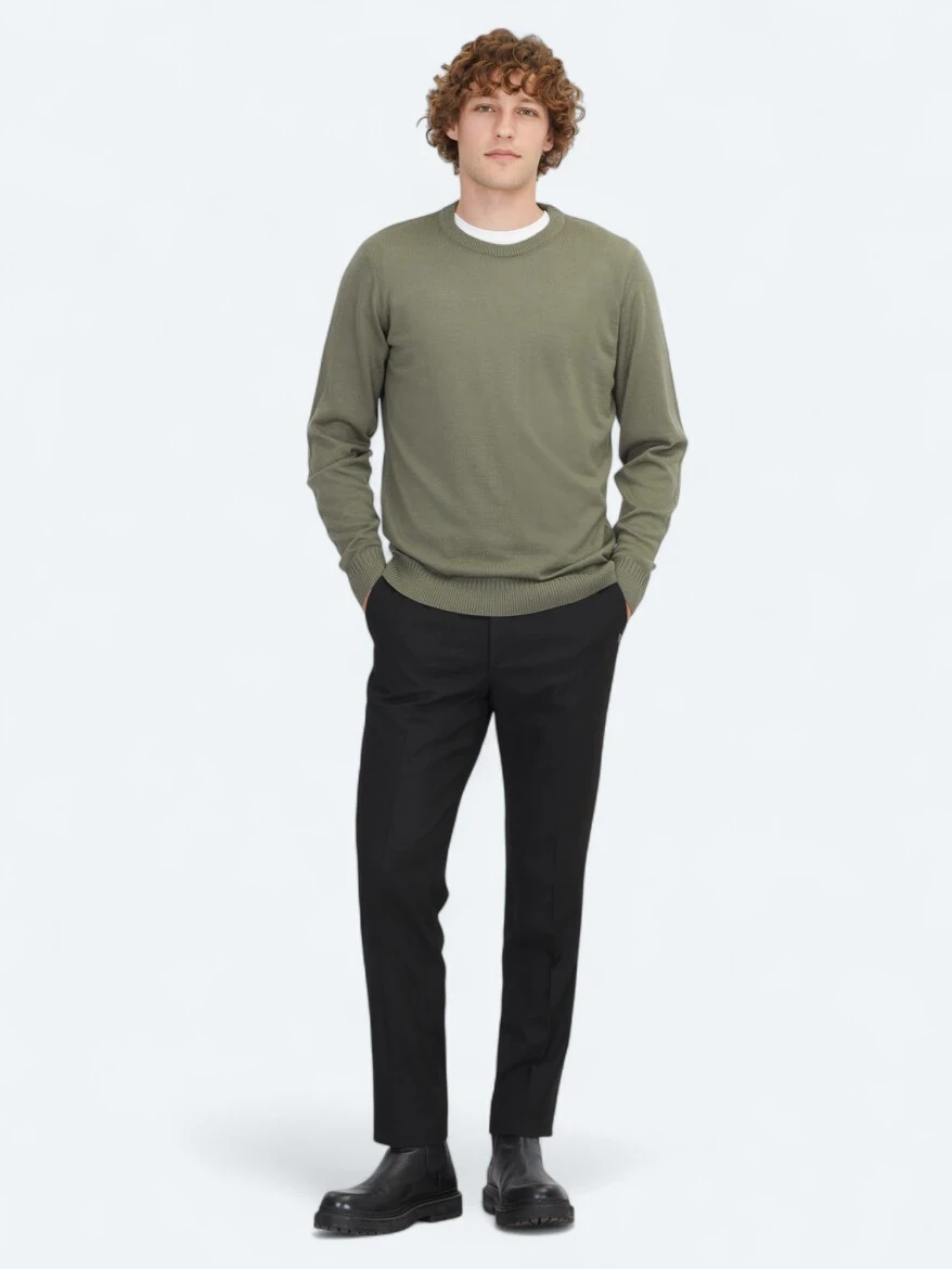 Light Khaki Knitwear Sweatshirt - 2
