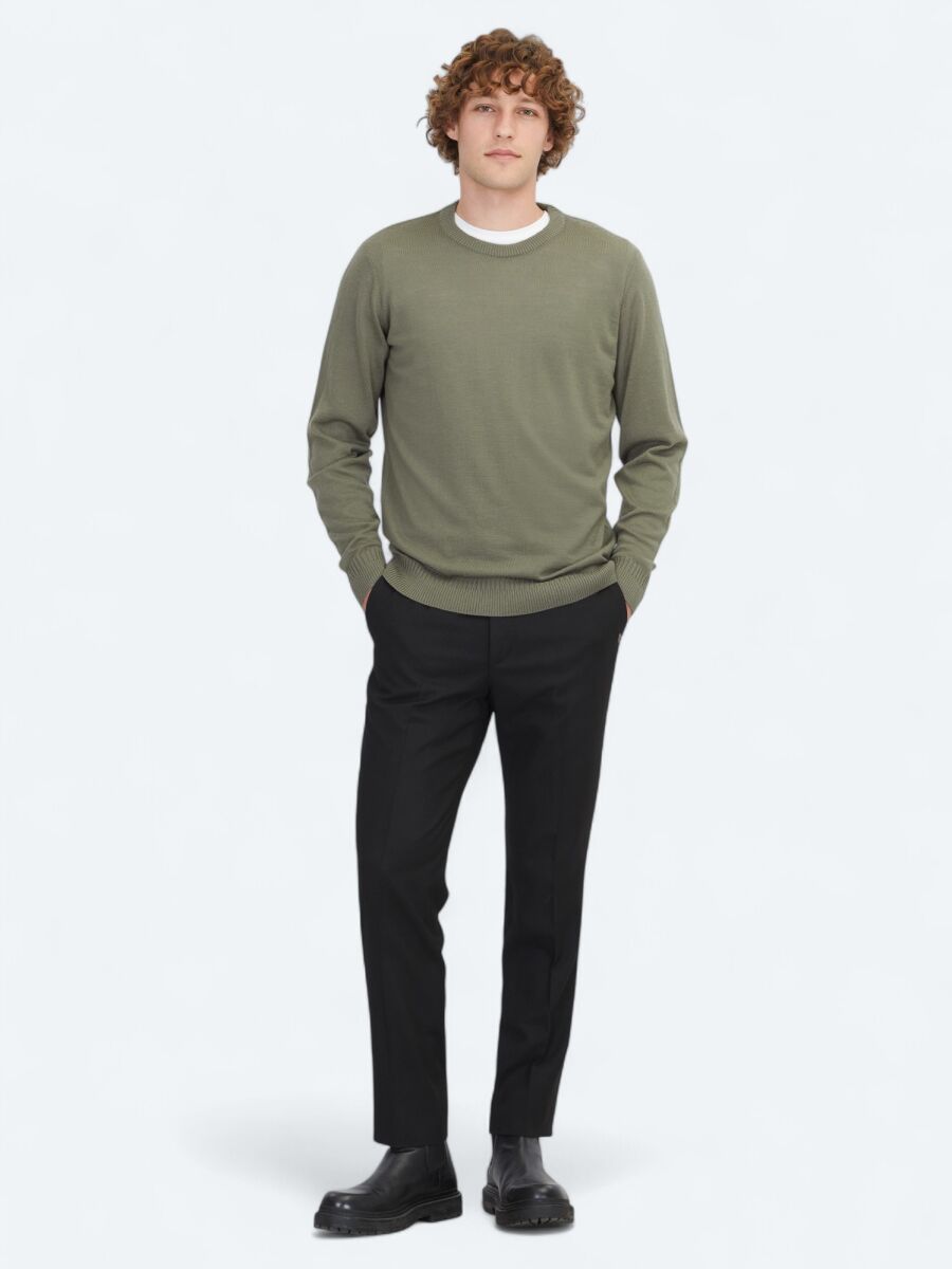 Light Khaki Knitwear Sweatshirt - 2
