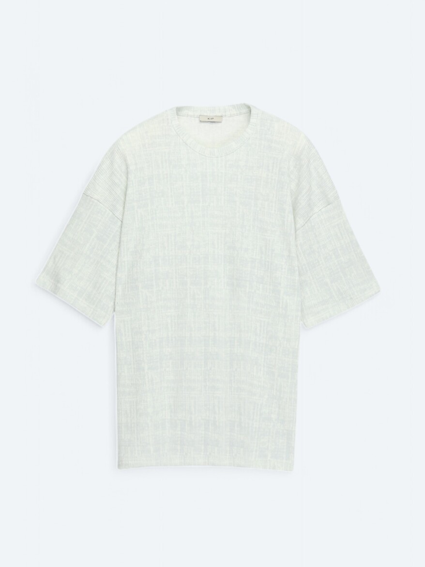 Light Khaki Printed Crew Neck Cotton Blended T-Shirt - 6