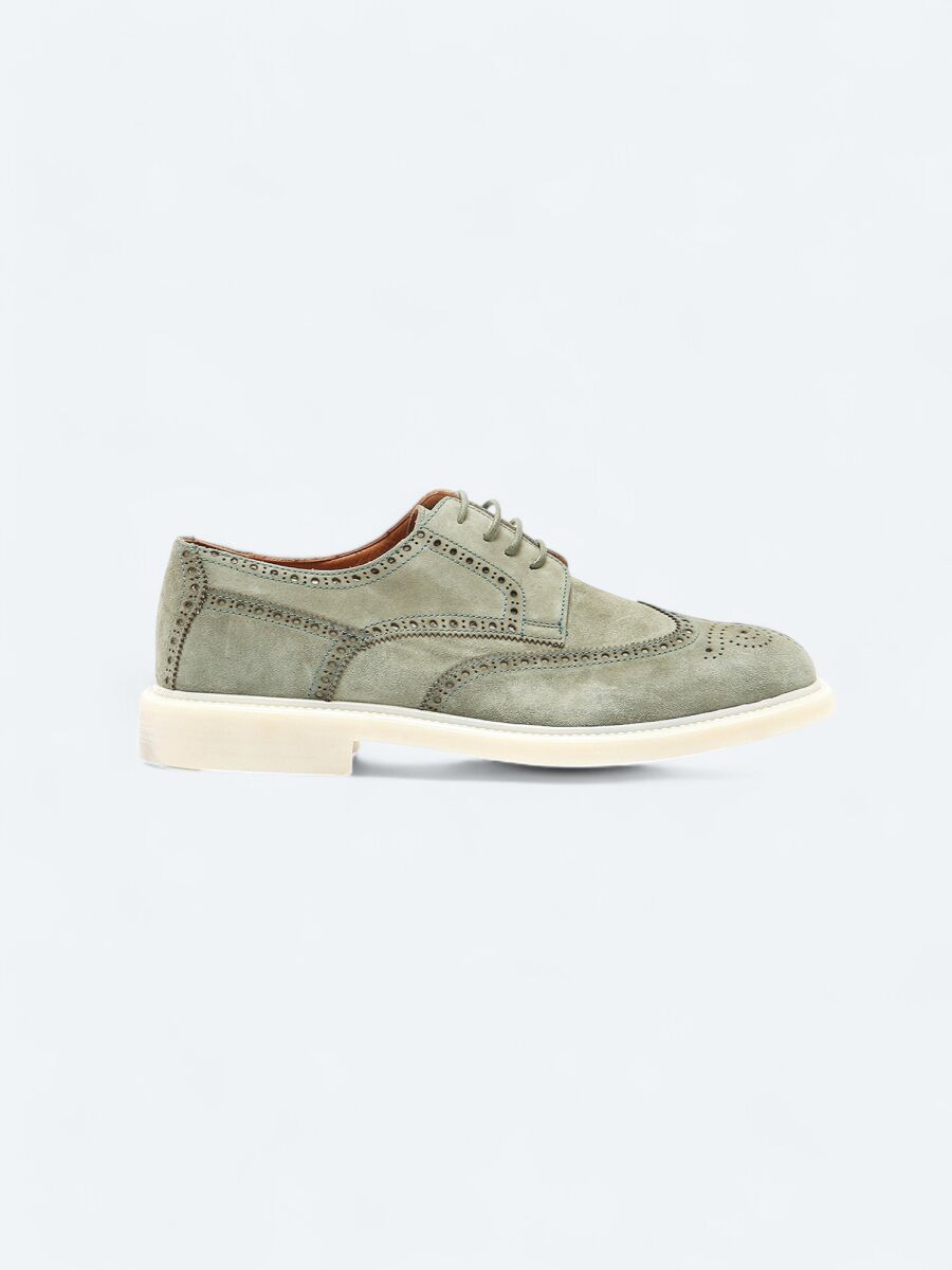 Light Khaki Suede Smart Casual Shoes - 1