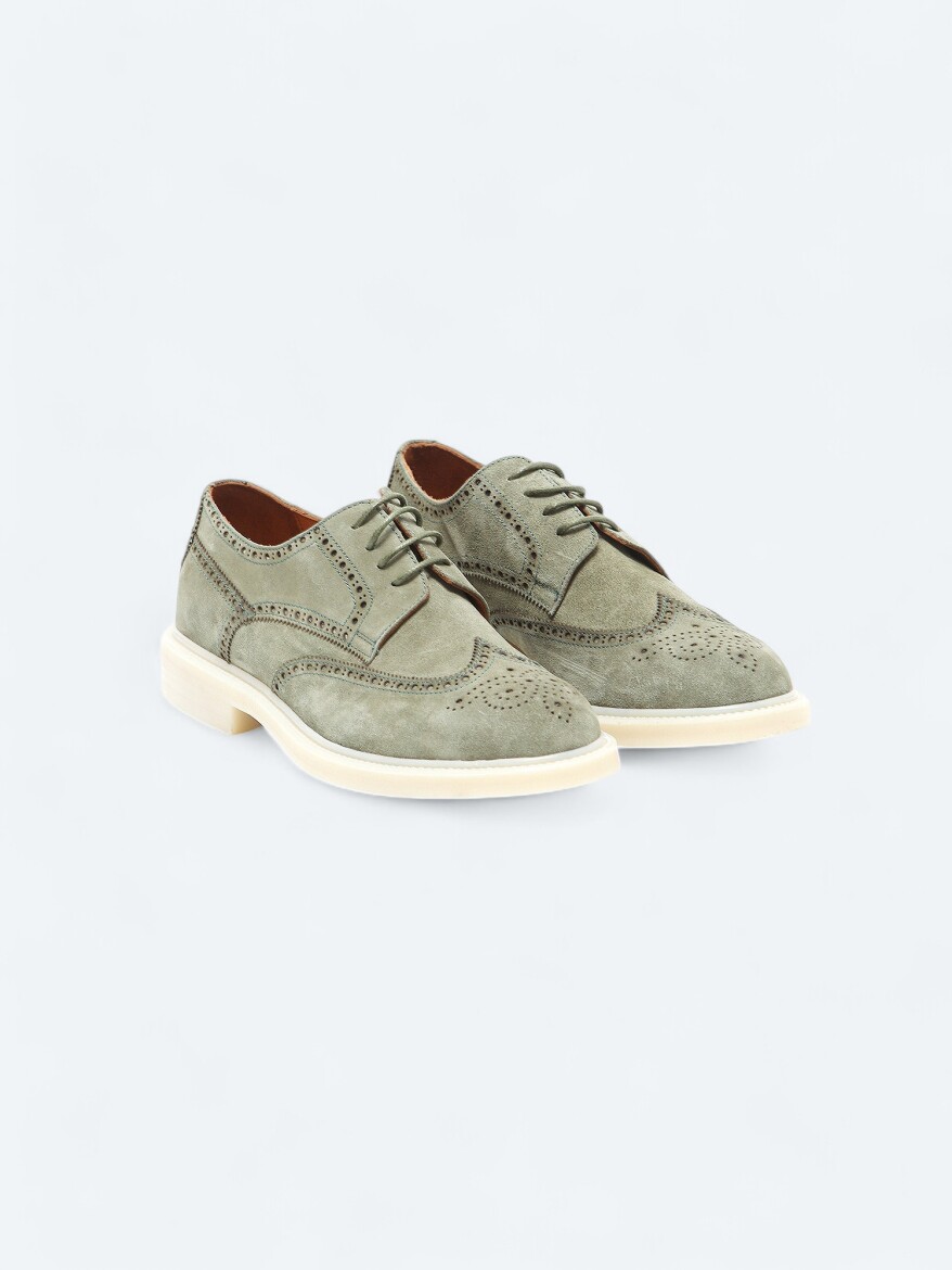 Light Khaki Suede Smart Casual Shoes - 2