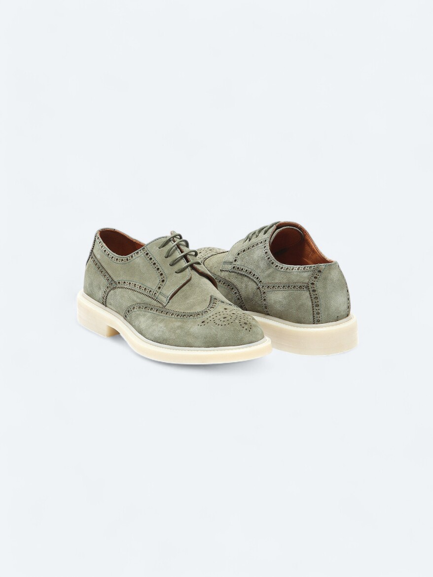 Light Khaki Suede Smart Casual Shoes - 3