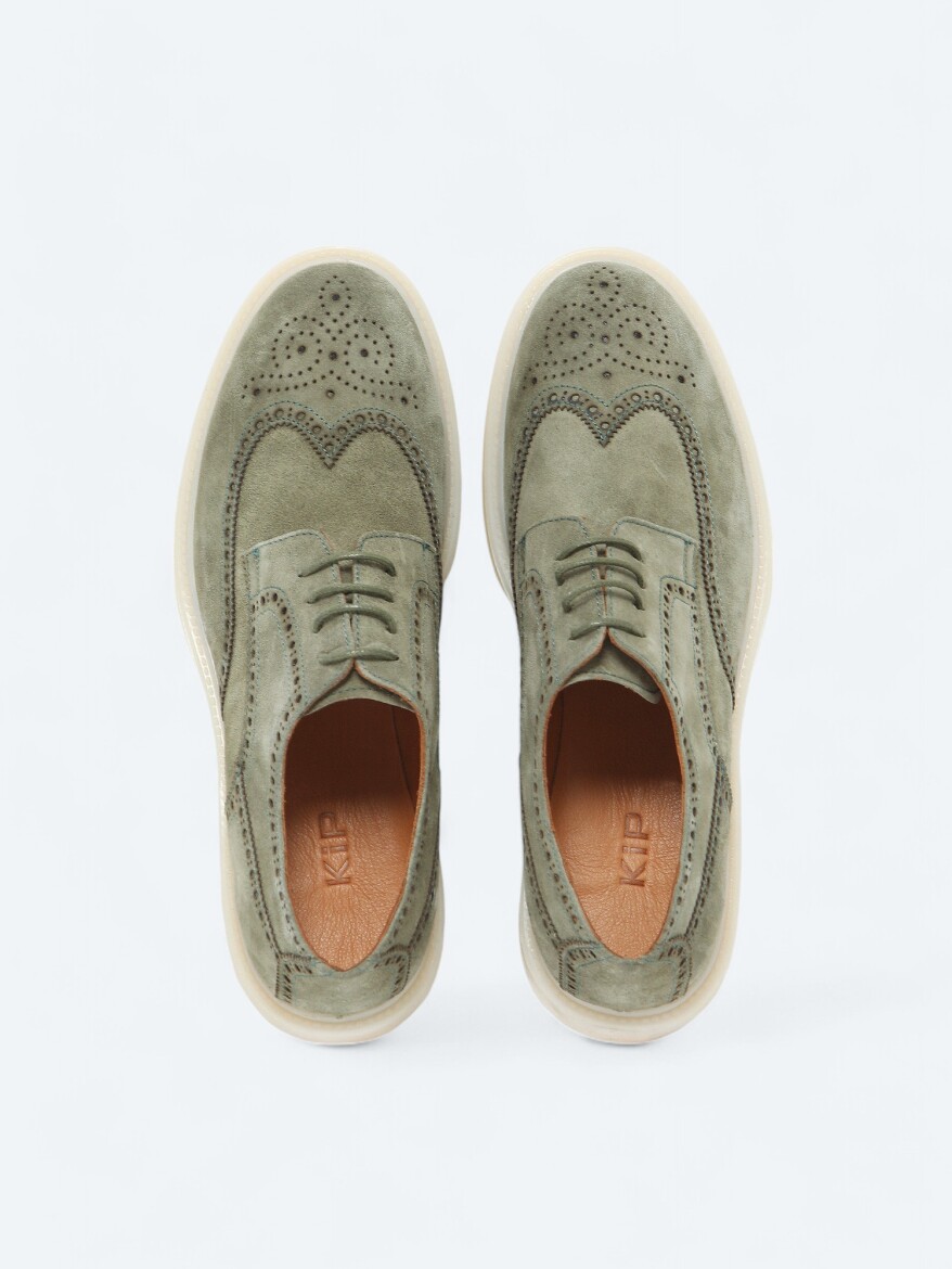 Light Khaki Suede Smart Casual Shoes - 5