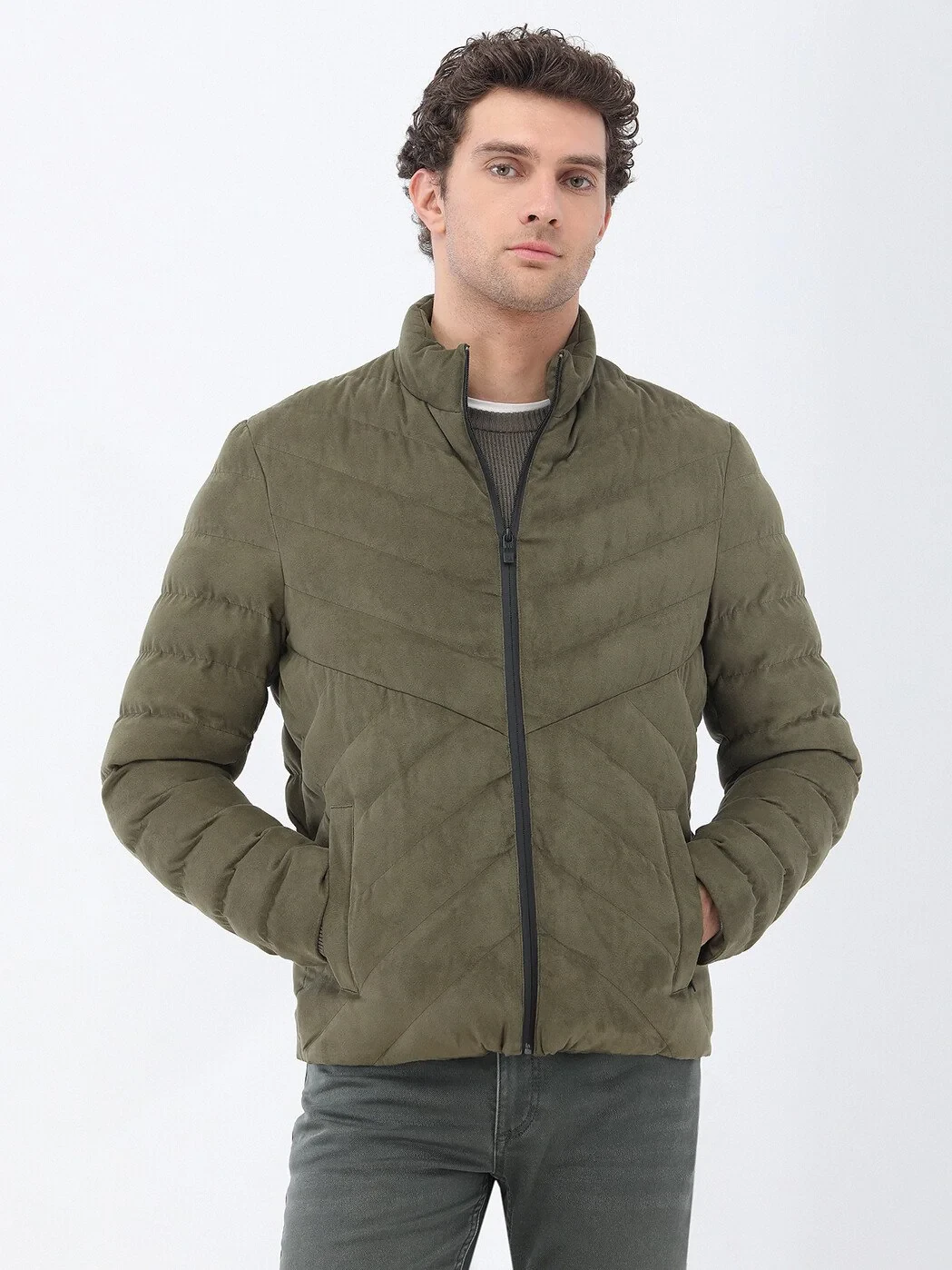 Light Khaki Weaving Coat - 1
