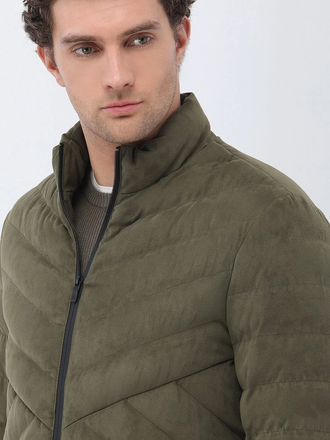Light Khaki Weaving Coat - 4