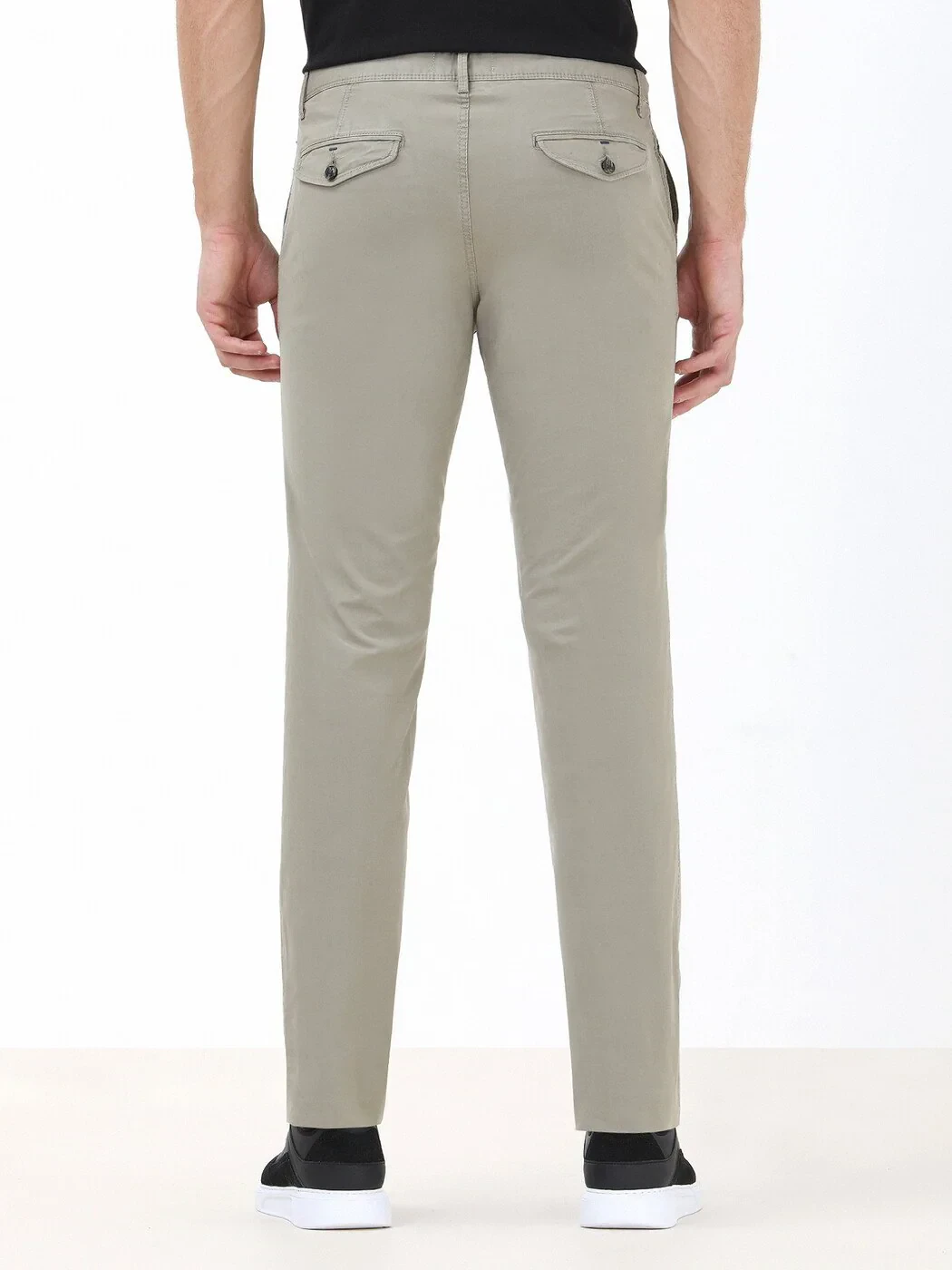 Light Khaki Weaving Slim Fit Casual Trousers - 4