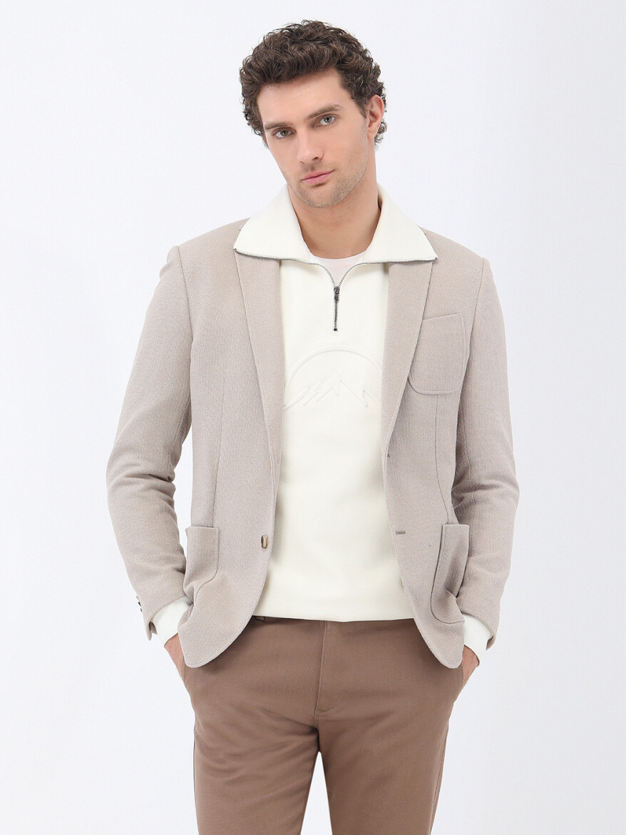 Light Mink Micro Slim Fit Jacket - 3