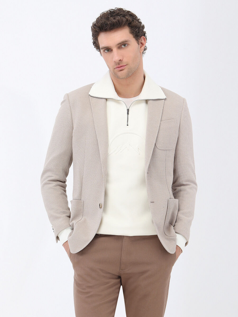 Light Mink Micro Slim Fit Jacket - 3