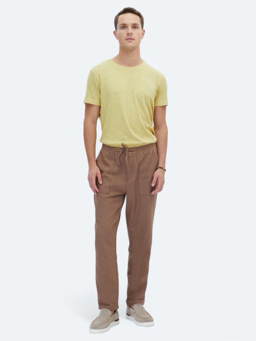 Light Mink Weaving Jogging Fit Casual Trousers - 1