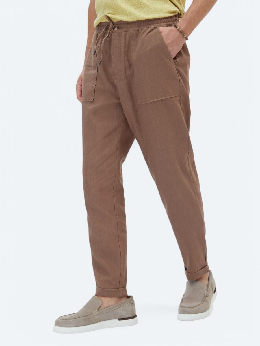 Light Mink Weaving Jogging Fit Casual Trousers - 3