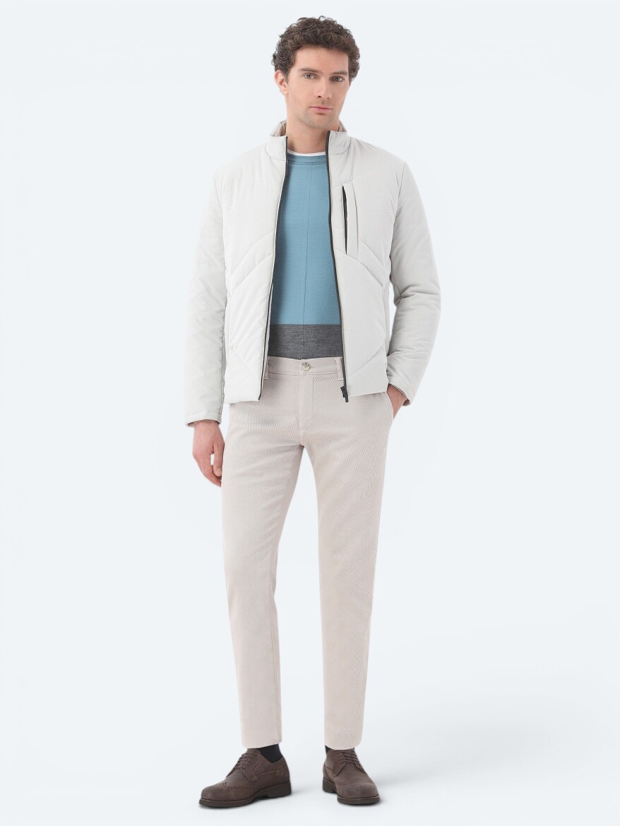 Light Mink Weaving Slim Fit Smart Casual Cotton Blended Trousers - 3
