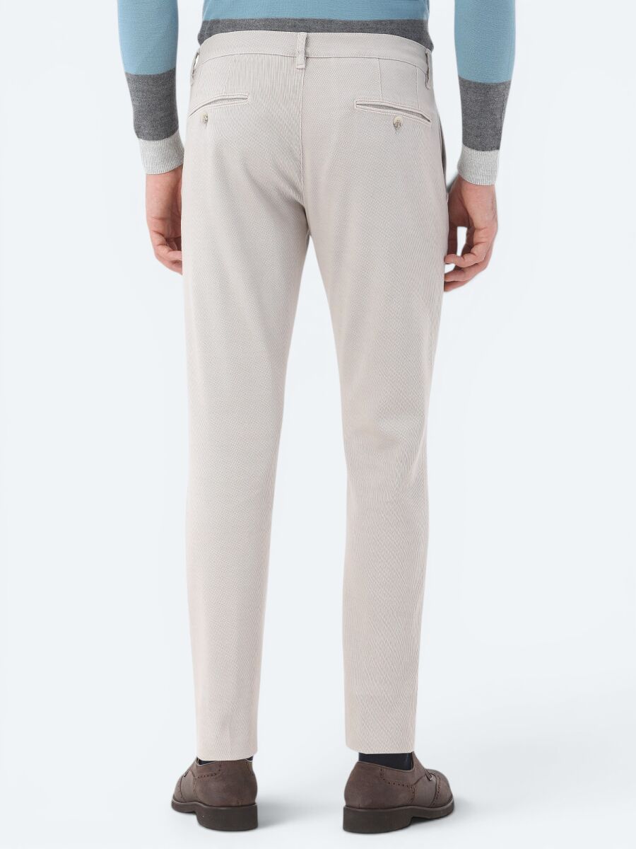 Light Mink Weaving Slim Fit Smart Casual Cotton Blended Trousers - 5