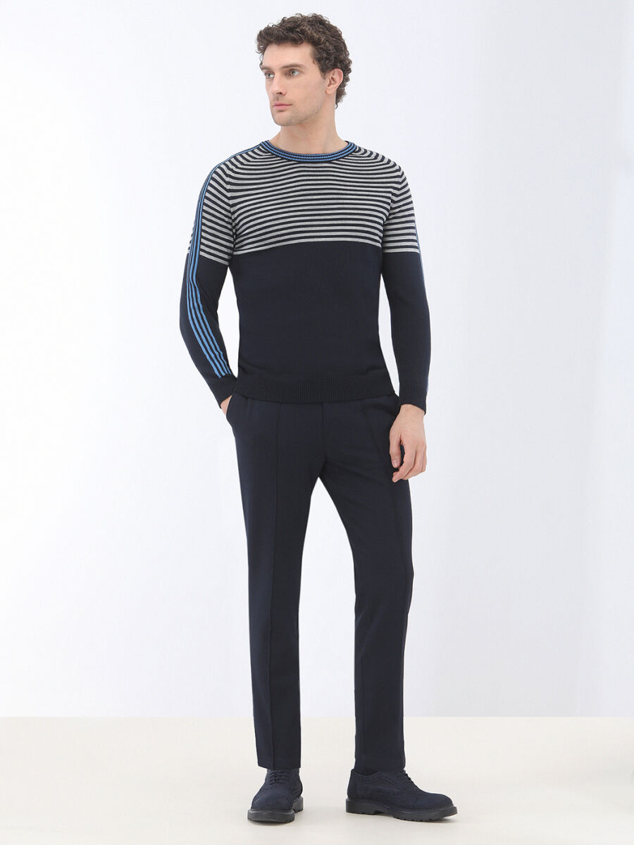Light Navy Blue Knitwear Sweatshirt - 2