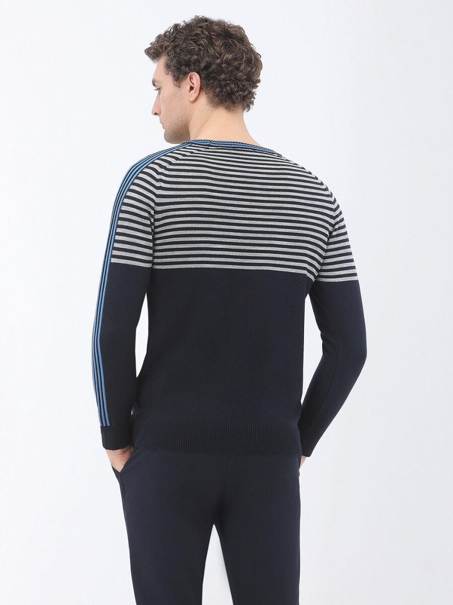 Light Navy Blue Knitwear Sweatshirt - 5