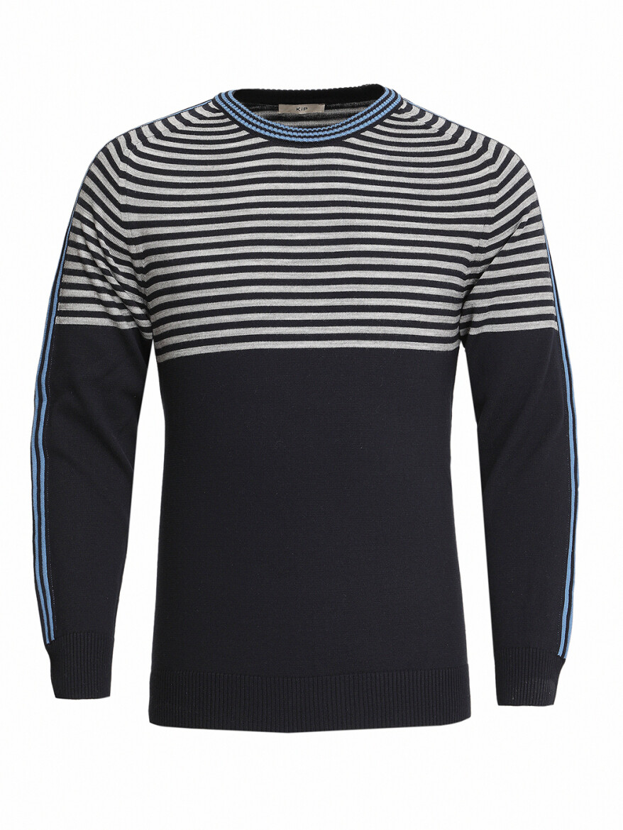 Light Navy Blue Knitwear Sweatshirt - 6