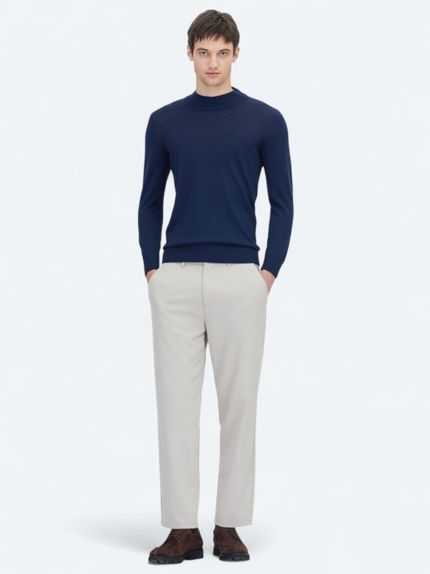 Light Navy Blue Knitwear Sweatshirt 