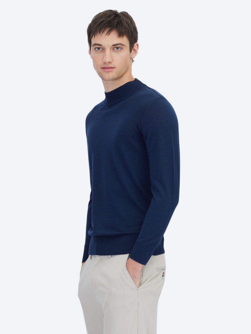 Light Navy Blue Knitwear Sweatshirt - 3
