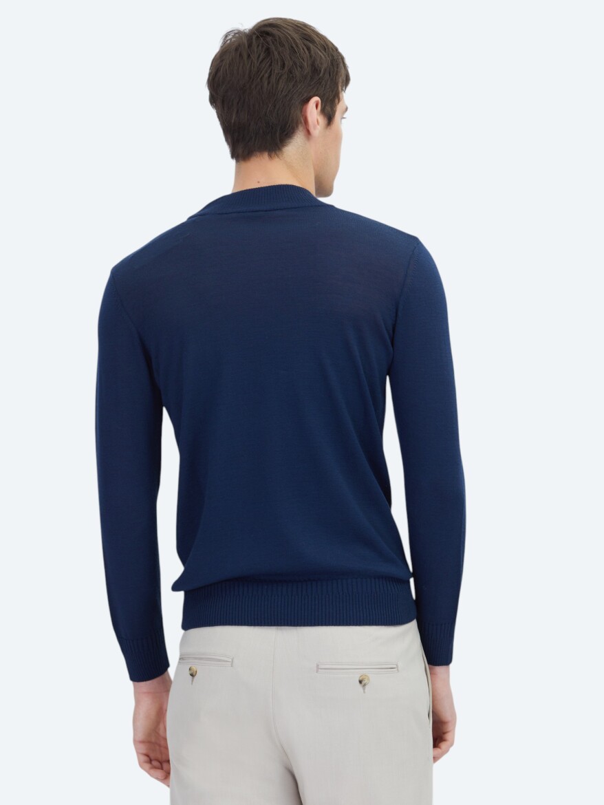 Light Navy Blue Knitwear Sweatshirt - 6