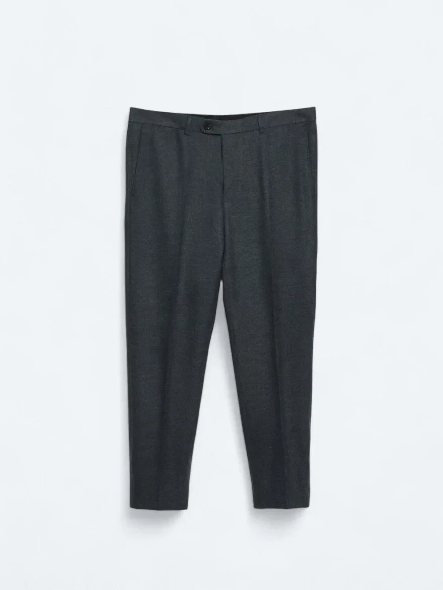 Light Navy Blue Weaving Fitted Fit Classical Trousers - 5