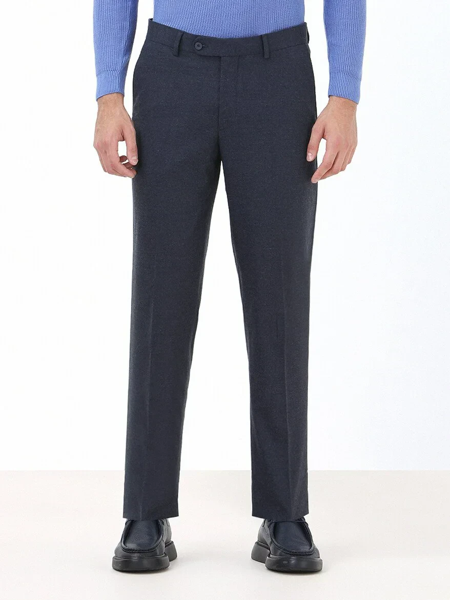 Light Navy Blue Weaving Regular Fit Classical Trousers - 1