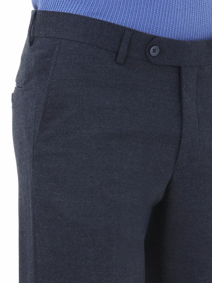 Light Navy Blue Weaving Regular Fit Classical Trousers - 2