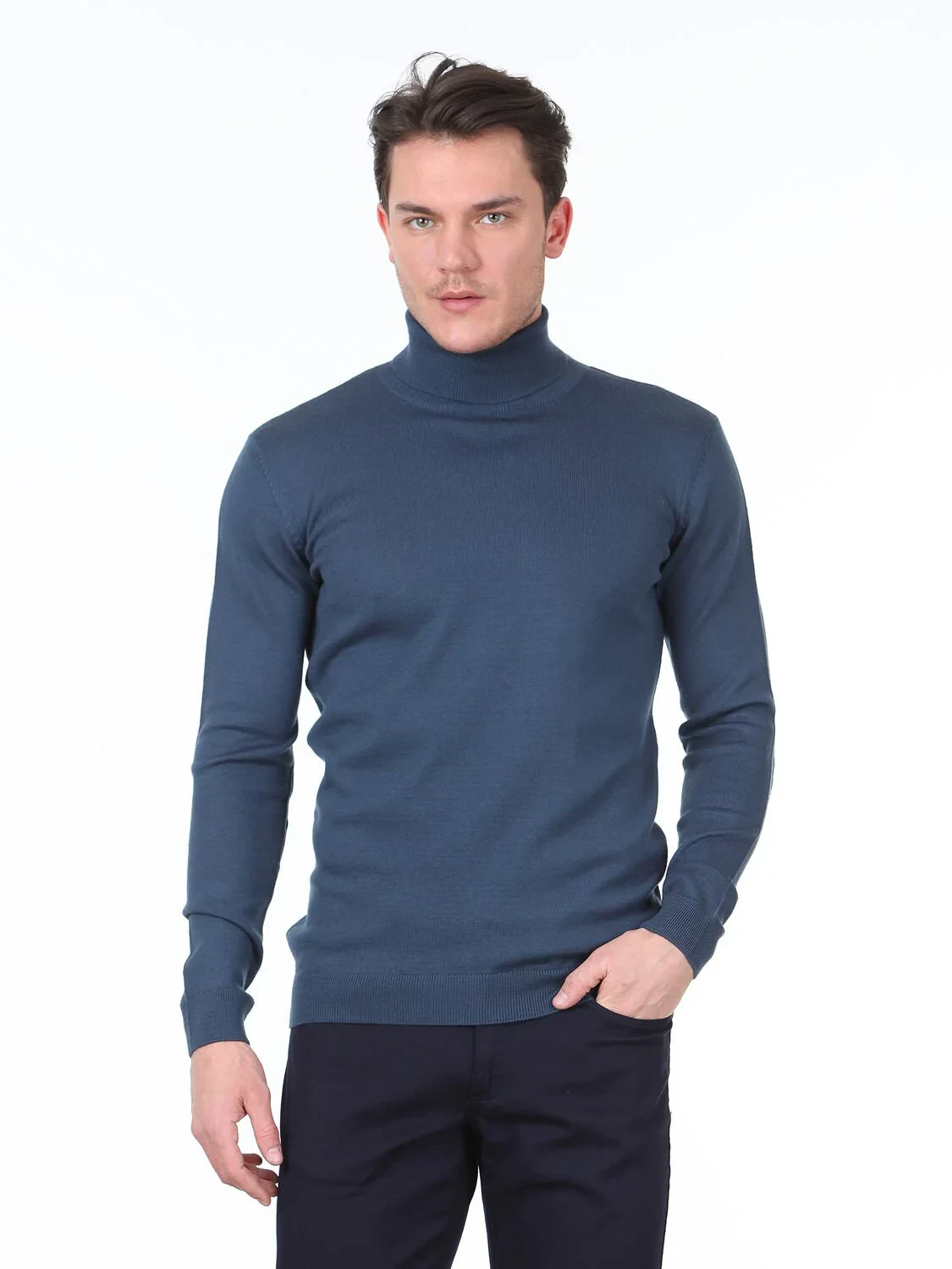 Light Petrol Blue Knitwear Sweatshirt - 1