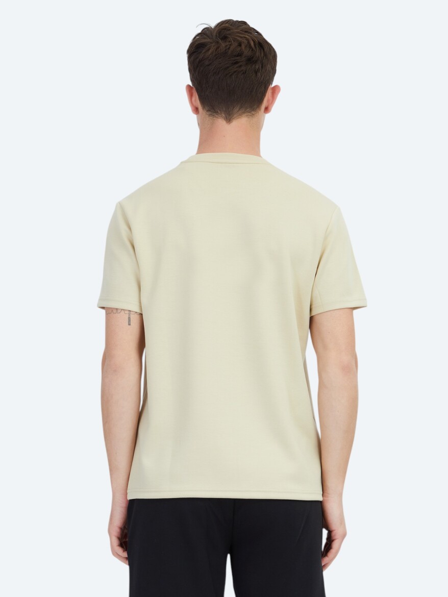 Light Yellow Plain Crew Neck T-Shirt - 4