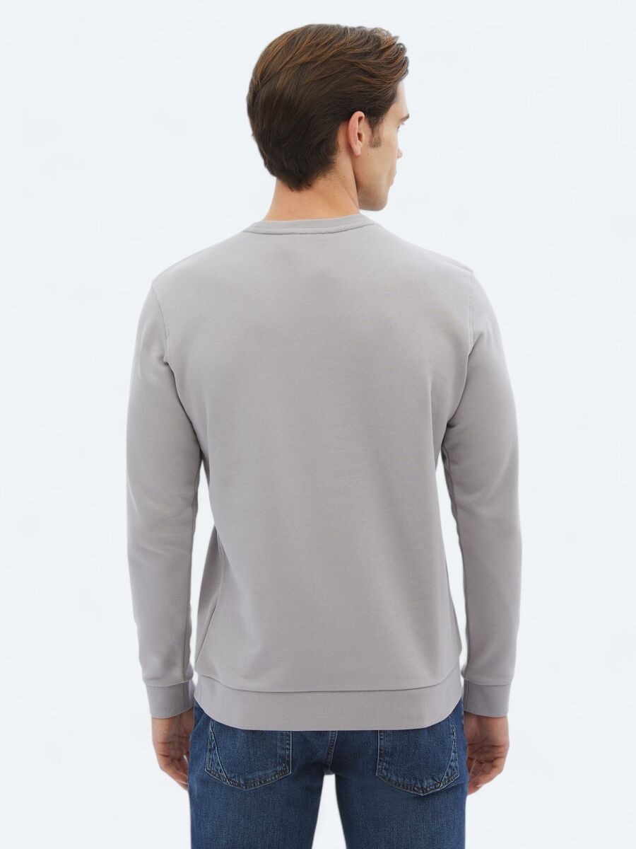 Lila Bisiklet Yaka Baskılı Sweatshırt - 5