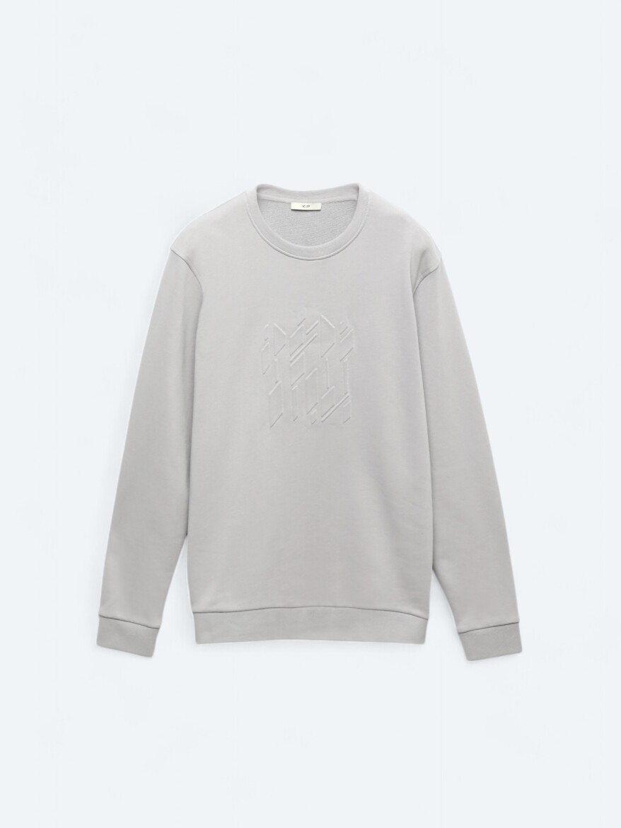 Lila Bisiklet Yaka Baskılı Sweatshırt - 6