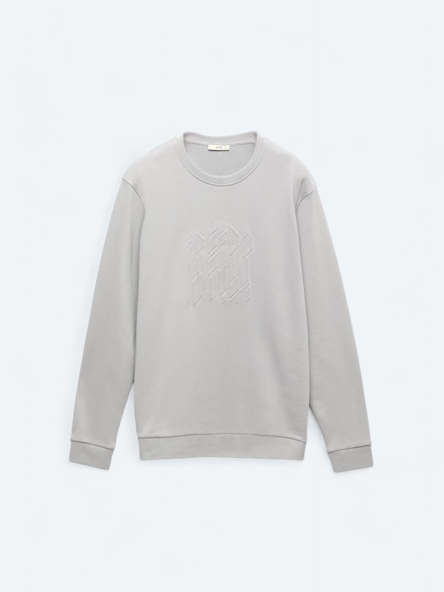 Lila Bisiklet Yaka Baskılı Sweatshırt - 6