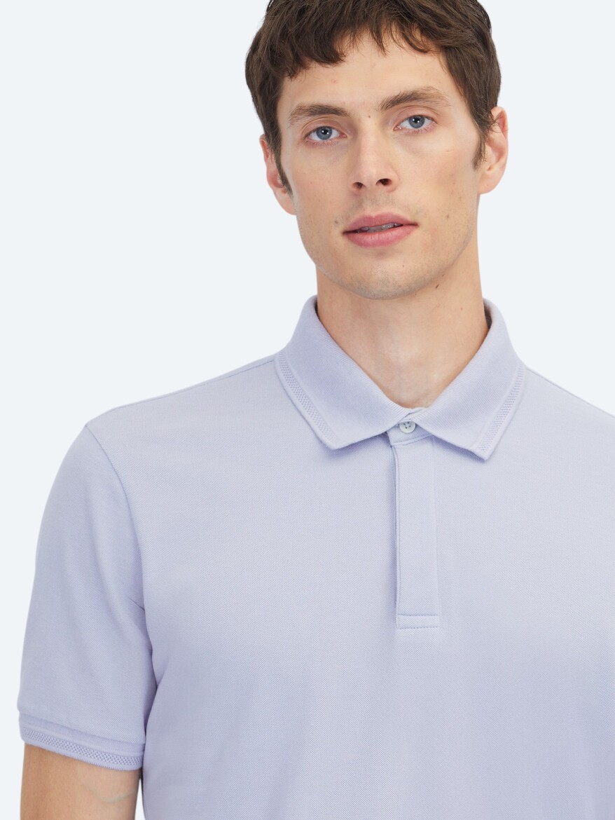 Lila Düz %100 Pamuk T-Shirt - 3