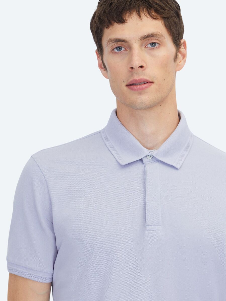 Lila Düz %100 Pamuk T-Shirt - 3