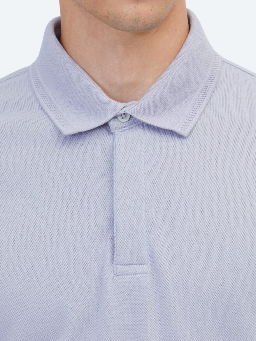 Lila Düz %100 Pamuk T-Shirt - 4