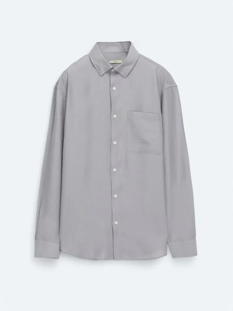 Lila Düz Oversize Fit Dokuma Casual Gömlek - 6